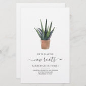 引っ越しました新しいルーツ多肉植物バジェットカード 便箋 (正面/裏面)