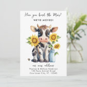 引っ越しました新しい住所かわいい牛ひまわり移動 案内状 (スタンド正面)