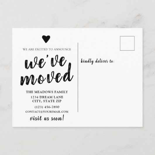 引っ越しました新しい住所のかわいい素朴 案内ポストカード (裏面)