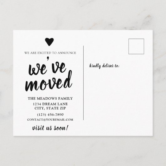 引っ越しました新しい住所の変更ミニマル 案内ポストカード (裏面)