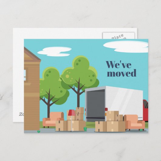 引っ越しました新しい住所の変更 案内ポストカード (正面/裏面)