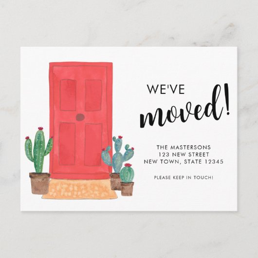 引っ越しました新しい住所ドアの移動 案内ポストカード (正面)