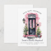 引っ越しました新しい住所ブラックウォーターカラードア 案内ポストカード (正面/裏面)