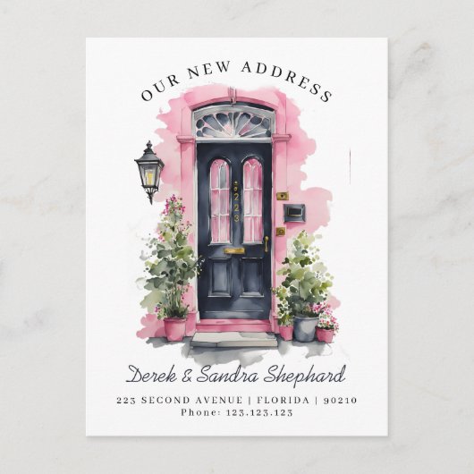 引っ越しました新しい住所ブラックウォーターカラードア 案内ポストカード (正面)