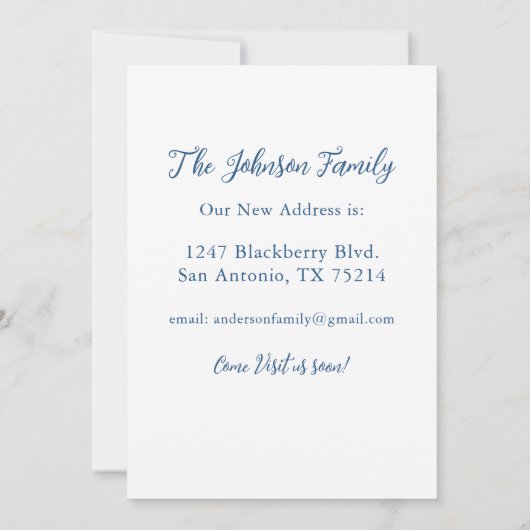 引っ越しました新しい住所ブルーウォーターカラードア 案内状 (裏面)