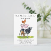 引っ越しました新しい住所モダンファーム動物の移動 案内ポストカード (スタンド正面)