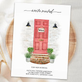 引っ越しました新しい住所モダン水彩赤いドア 案内ポストカード