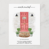 引っ越しました新しい住所モダン水彩赤いドア 案内ポストカード (正面)