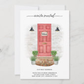 引っ越しました新しい住所モダン水彩赤いドア 案内状 (正面)