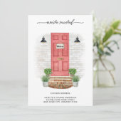 引っ越しました新しい住所モダン水彩赤いドア 案内状 (スタンド正面)