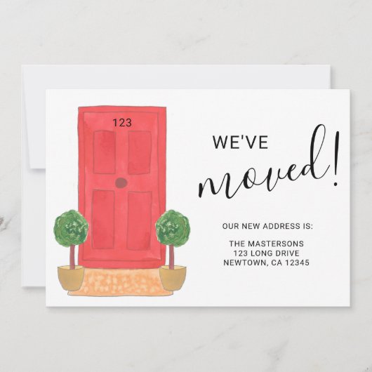 引っ越しました新しい住所レッドウォーターカラードア 案内状 (正面)