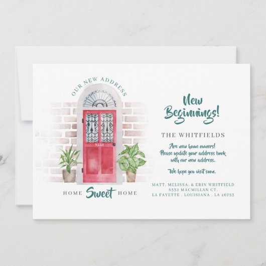 引っ越しました新しい住所レッドウォーターカラードア 案内状 (正面)