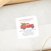 引っ越しました新しい住所レッドトラッククリスマスムービング スクエアシール