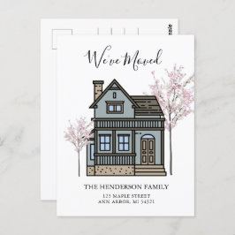 引っ越しました新しい自宅の引越し案内はがき ポストカード