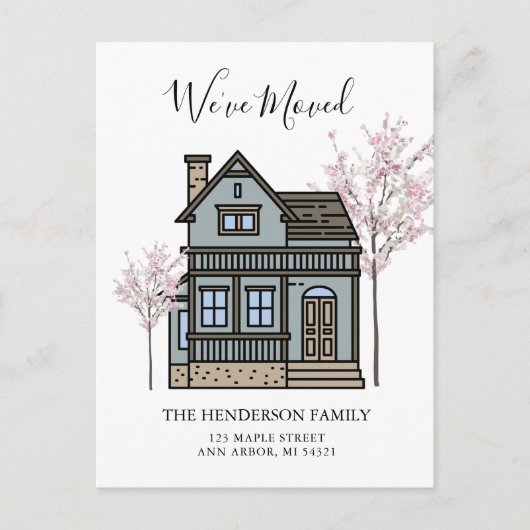 引っ越しました新しい自宅の引越し案内はがき ポストカード (正面)