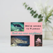 引っ越しました新しい隣人の写真コラージュ ポストカード (スタンド正面)