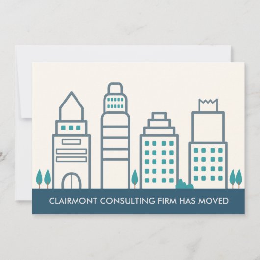 引っ越しました新しいOffice モダン Skylineの移動 案内状 (正面)