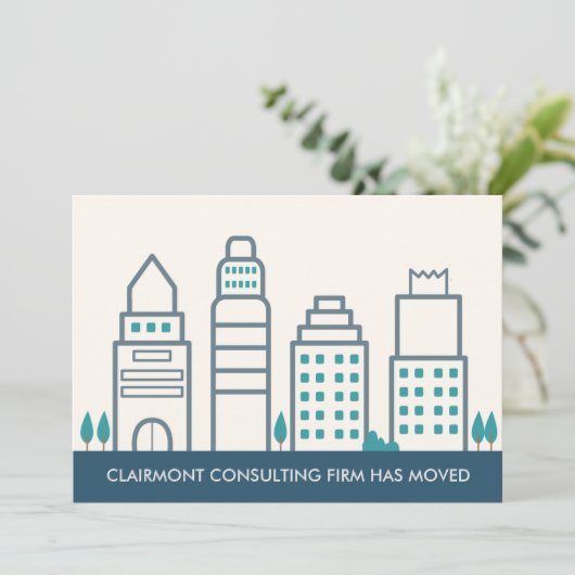 引っ越しました新しいOffice モダン Skylineの移動 案内状 (スタンド正面)