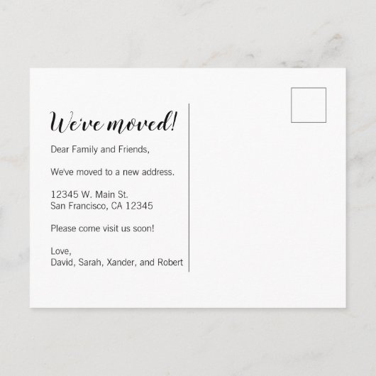 引っ越しました新居住所変更写真 案内ポストカード (裏面)