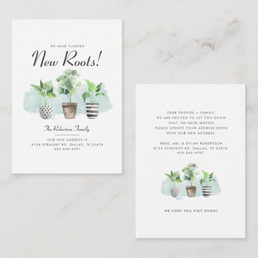 引っ越しました新根プラントの移動発表 ノートカード (正面/裏面)