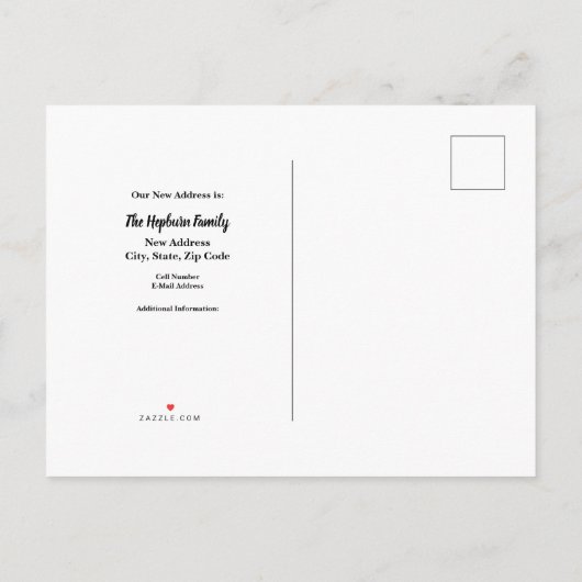 引っ越しました春用歌鳥付き郵便箱 案内ポストカード (裏面)