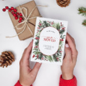 引っ越しました暖赤色冬季発表葉書 案内ポストカード