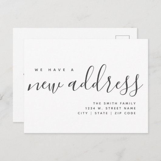 引っ越しました書の変モダン更 案内ポストカード (正面/裏面)