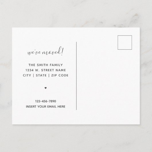 引っ越しました書の変モダン更 案内ポストカード (裏面)