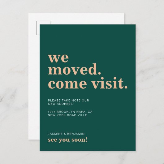 引っ越しました来ビジットダークグリーン 案内ポストカード (正面/裏面)