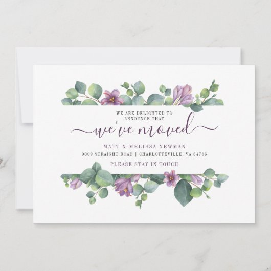 引っ越しました植物水彩移動 案内状 (正面)