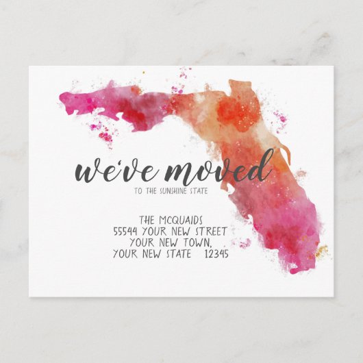 引っ越しました水の色フロリダの移動発表 案内ポストカード (正面)