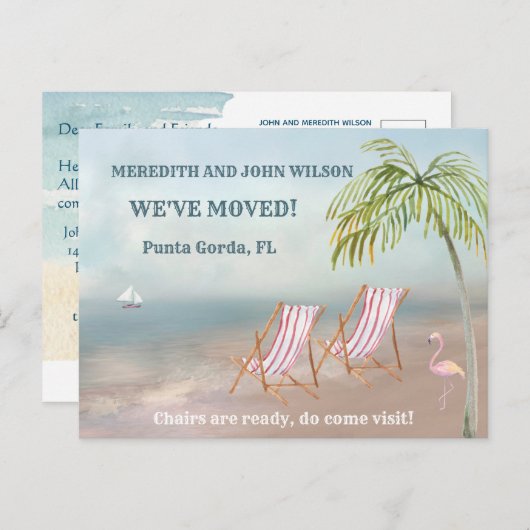 引っ越しました水カラービーチの移動発表 案内ポストカード (正面/裏面)