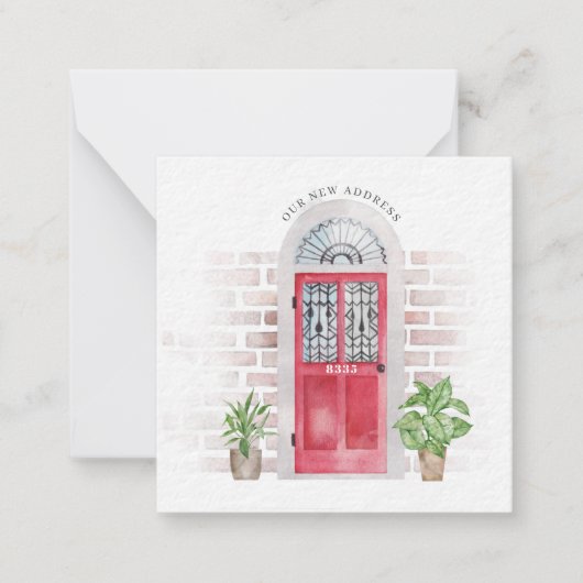引っ越しました水彩シックな動きの発表 ノートカード (正面)