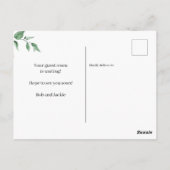 引っ越しました水彩ピンクフローラ発表 ポストカード (裏面)