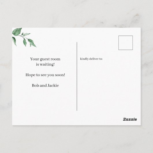 引っ越しました水彩ピンクフローラ発表 ポストカード (裏面)