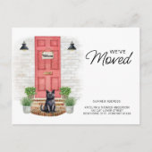 引っ越しました水彩フロントレッドドアキャット移動 案内ポストカード (正面)