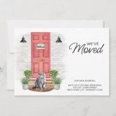 引っ越しました水彩フロントレッドドアキャット移動 案内状 (正面)