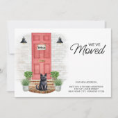引っ越しました水彩フロントレッドドアキャット移動 案内状 (正面)