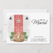 引っ越しました水彩フロントレッドドアキャット移動 案内状 (正面)