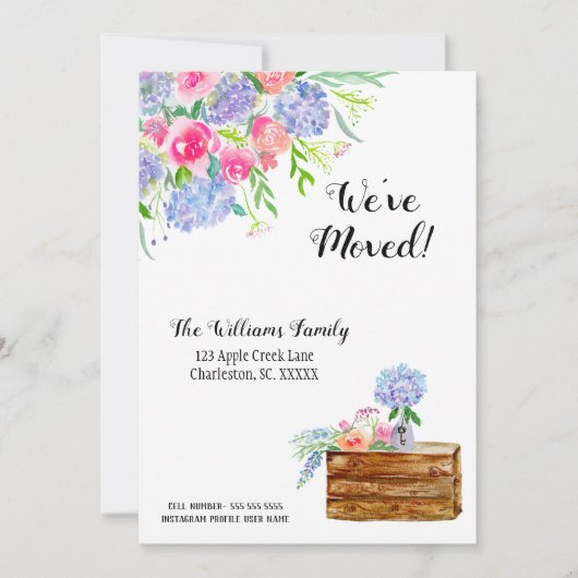 引っ越しました水彩フローラ発表 招待状 (正面)