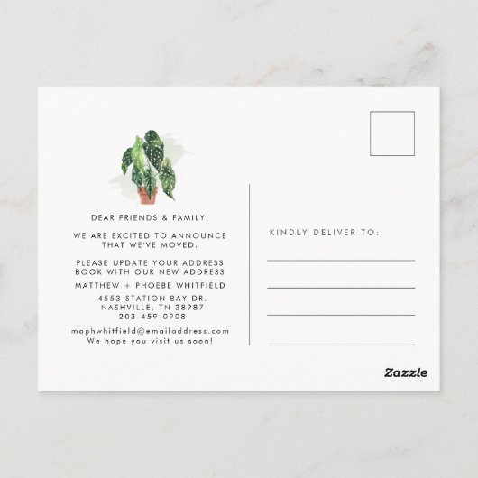 引っ越しました水彩プラントの移動発表 ポストカード (裏面)