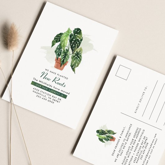 引っ越しました水彩プラントの移動発表 ポストカード