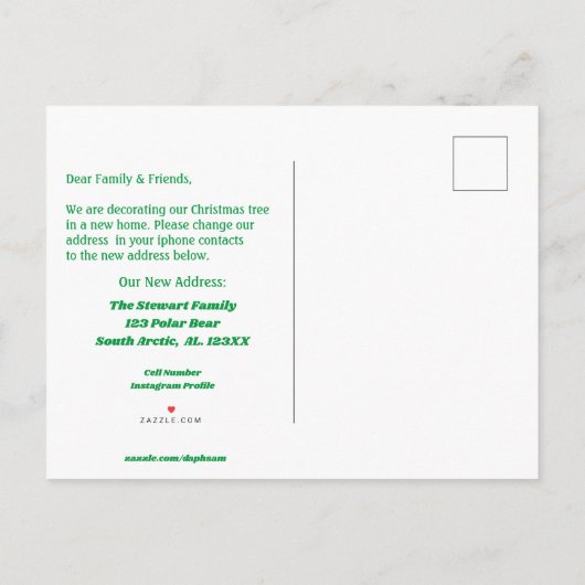 引っ越しました水彩ポーラベアオンスクータークリスマス 案内ポストカード (裏面)