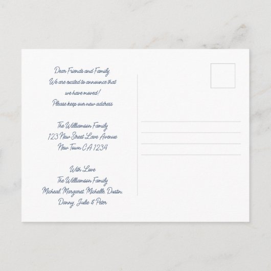 引っ越しました水彩メールの移動告知 案内ポストカード (裏面)