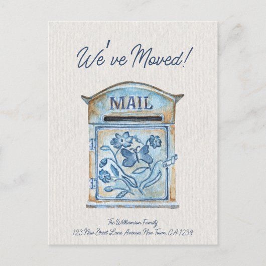引っ越しました水彩メールの移動告知 案内ポストカード (正面)