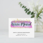 引っ越しました水彩抽象芸術ブラシレタリング ポストカード (スタンド正面)