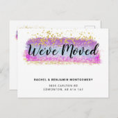 引っ越しました水彩抽象芸術ブラシレタリング ポストカード (正面/裏面)