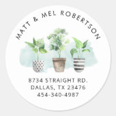 引っ越しました水彩植物性差出人住所 ラウンドシール (正面)