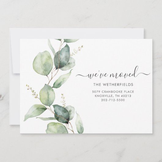 引っ越しました水彩植物移動 案内状 (正面)
