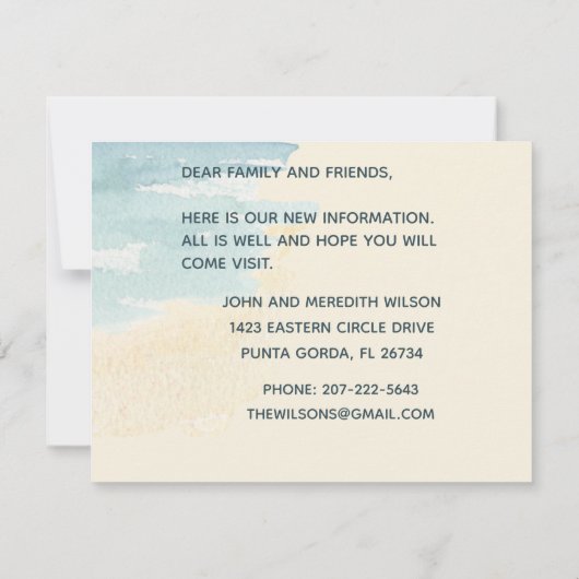 引っ越しました水彩海ビーチクラシック移動 案内状 (裏面)